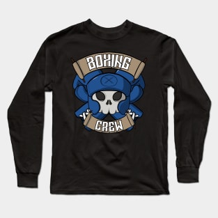 Boxing crew Jolly Roger pirate flag Blue corner Long Sleeve T-Shirt